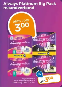 Trekpleister Always Platinum Big Pack maandverband aanbieding