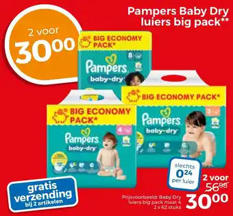 Trekpleister Pampers Baby Dry luiers big pack aanbieding