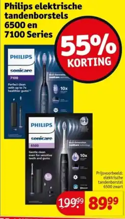 Kruidvat Philips elektrische tandenborstels 6500 en 7100 Series aanbieding