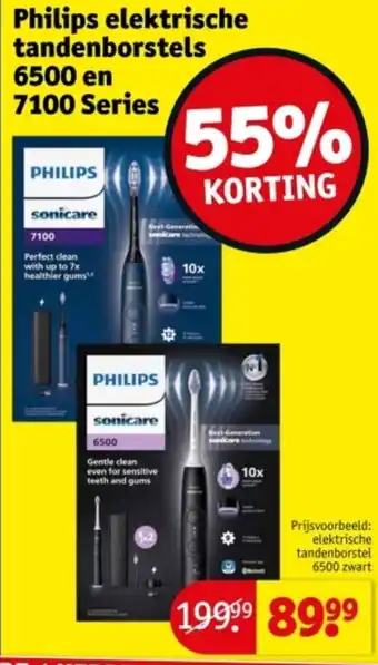 Kruidvat Philips elektrische tandenborstels 6500 en 7100 Series aanbieding