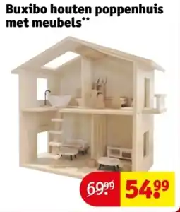 Kruidvat Buxibo houten poppenhuis met meubels aanbieding