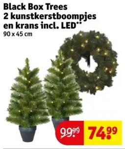 Kruidvat Black Box Trees 2 kunstkerstboompjes en krans incl. LED aanbieding