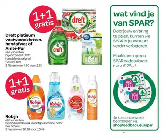 Spar Dreft Platinum Vaatwastabletten, Handafwas Of Ambi-Pur aanbieding