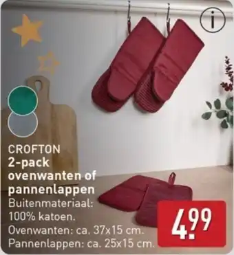 ALDI Crofton 2-pack ovenwanten of pannenlappen aanbieding