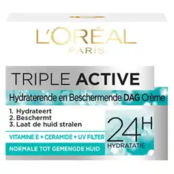Kruidvat L'Oréal Paris Triple Active Dagcrème voor de Normale tot Gemengde Huid aanbieding