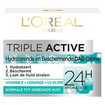 Kruidvat L'Oréal Paris Triple Active Dagcrème voor de Normale tot Gemengde Huid aanbieding