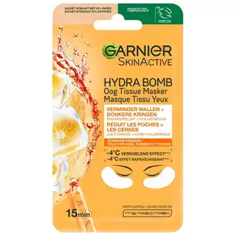 Kruidvat Garnier SkinActive Sinaasappel & Hyaluronzuur Oog Tissuemasker aanbieding