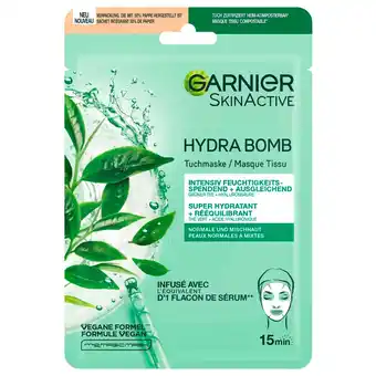 Kruidvat Garnier SkinActive Hydra Bomb Groene Thee Tissuemasker aanbieding
