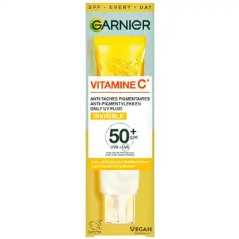 Kruidvat Garnier Vitamine C SPF50+ Invisible Anti-Pigmentvlekken Daily UV Fluid aanbieding