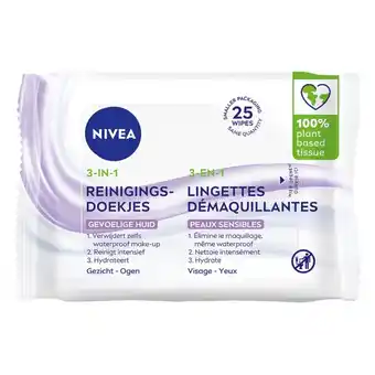 Kruidvat NIVEA 3-In-1 Sensitive Reinigingsdoekjes aanbieding