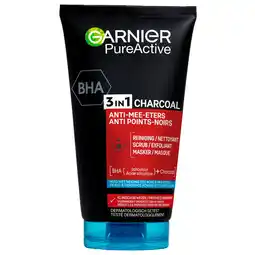 Kruidvat Garnier PureActive 3-In-1 Anti-Mee-Eters Gezichtsreiniger met Charcoal aanbieding