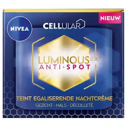 Kruidvat NIVEA Cellular Luminous630 Anti-Spot Teint Egaliserende Nachtcrème aanbieding