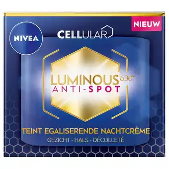 Kruidvat NIVEA Cellular Luminous630 Anti-Spot Teint Egaliserende Nachtcrème aanbieding