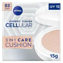 Kruidvat NIVEA Cellular Expert Finish 03 Medium Dark SPF15 3-In-1 Care Cushion Foundation aanbieding