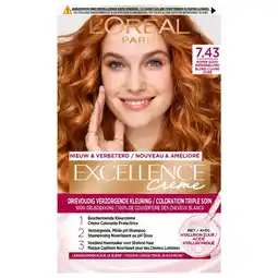 Kruidvat L'Oréal Paris Excellence Crème 7.43 Koper Goudblond Permanente Haarverf aanbieding