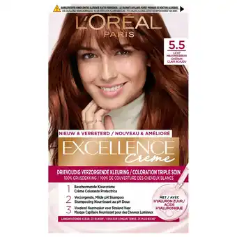 Kruidvat L'Oréal Paris Excellence Crème 5.5 Licht Mahonie Bruin Permanente Haarverf aanbieding