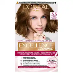 Kruidvat L'Oréal Paris Excellence Crème 5.3 Goud Lichtbruin Permanente Haarverf aanbieding