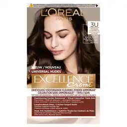 Kruidvat L'Oréal Paris Excellence 3U Nudes Donkerbruin Permanente Haarverf aanbieding