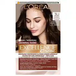 Kruidvat L'Oréal Paris Excellence 3U Nudes Donkerbruin Permanente Haarverf aanbieding