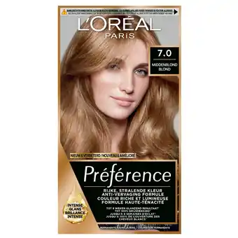 Kruidvat L'Oréal Paris Préférence 7 Middenblond Permanente Haarkleuring aanbieding