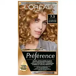 Kruidvat L'Oréal Paris Préférence 7.3 Goud Middenblond Haarkleuring aanbieding