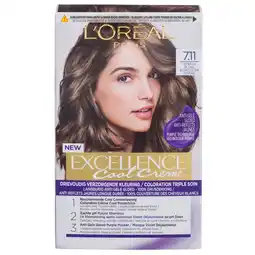 Kruidvat L'Oréal Paris Excellence Cool Crème 7.11 Ultra As Middenblond Permanente Haarkleuring aanbieding
