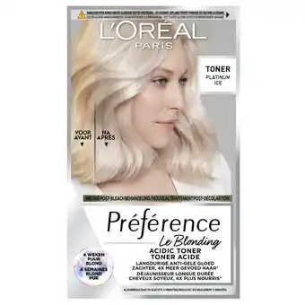 Kruidvat L'Oréal Paris Préférence Le Blonding Platinum Ice Acidic Toner aanbieding