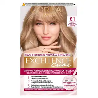 Kruidvat L'Oréal Paris Excellence Crème 8.1 Licht Asblond Permanente Haarverf aanbieding