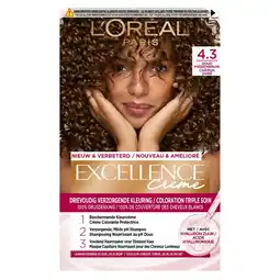 Kruidvat L'Oréal Paris Excellence Crème 4.3 Midden Goudbruin Haarkleuring aanbieding