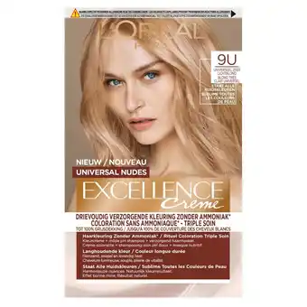 Kruidvat L'Oréal Paris Excellence Universal 9U Nudes Zeer Lichtblond Permanente Haarverf aanbieding