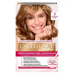 Kruidvat L'Oréal Paris Excellence Crème 7 Middenblond Permanente Haarverf aanbieding