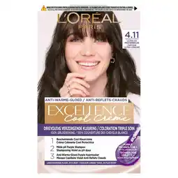 Kruidvat L'Oréal Paris Excellence Cool Crème 4.11 Ultra Asbruin Haarkleuring aanbieding