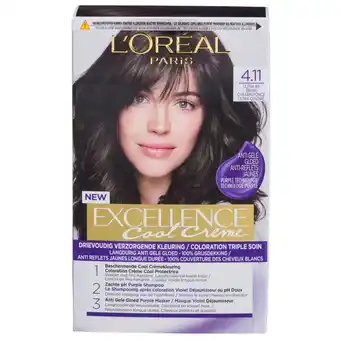 Kruidvat L'Oréal Paris Excellence Cool Crème 4.11 Ultra Asbruin Haarkleuring aanbieding