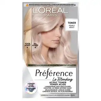 Kruidvat L'Oréal Paris Préférence Le Blonding Pearly Boost Acidic Toner aanbieding