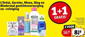 Kruidvat L'Oréal, Garnier, Nivea, Olay en Biodermal gezichtsverzorging en reiniging aanbieding