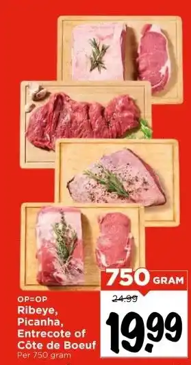 Vomar Voordeelmarkt Ribeye, Picanha, Entrecote of Côte de Boeuf aanbieding
