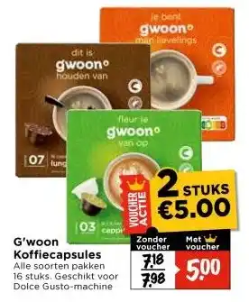 Vomar Voordeelmarkt G'woon Koffiecapsules aanbieding