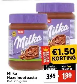 Vomar Voordeelmarkt Milka Hazelnootpasta aanbieding