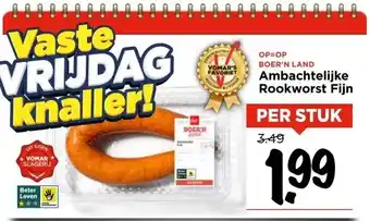 Vomar Voordeelmarkt Ambachtelijke Rookworst Fijn aanbieding