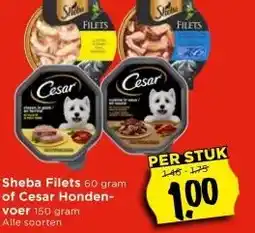 Vomar Voordeelmarkt Sheba Filets of Cesar Honden- voer aanbieding