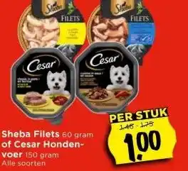 Vomar Voordeelmarkt Sheba Filets of Cesar Honden- voer aanbieding