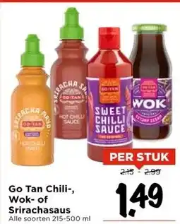 Vomar Voordeelmarkt Go Tan Chili-, Wok- of Srirachasaus aanbieding