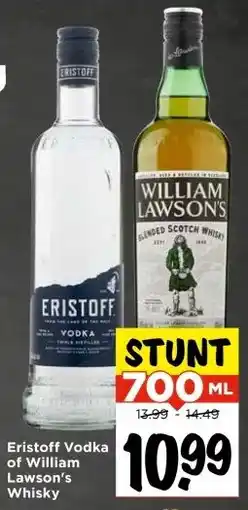 Vomar Voordeelmarkt Eristoff Vodka of William Lawson's Whisky aanbieding
