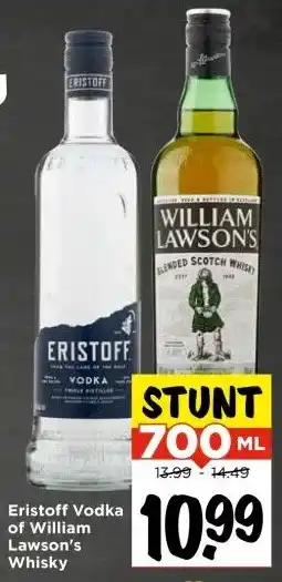 Vomar Voordeelmarkt Eristoff Vodka of William Lawson's Whisky aanbieding