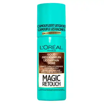 Kruidvat L'Oréal Paris Magic Retouch Goud Middenbruin Camouflerende Uitgroeispray aanbieding