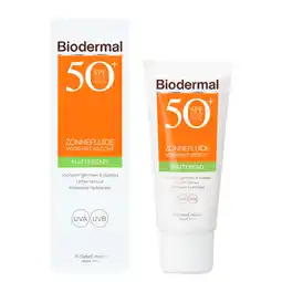 Kruidvat Biodermal SPF50+ Matterende Zonnefluïde voor je Gezicht aanbieding