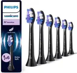 Amazon Philips Sonicare S2 Sensitive, Originele, Vervangende Opzetborstels, Zwart, Set van 6, HX6056/88 aanbieding