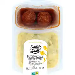 Dirk Daily Chef Bloemkool-broccoli stamppot met gehakballen aanbieding