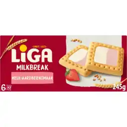 Albert Heijn Liga Milkbreak melk-aardbeiensmaak aanbieding