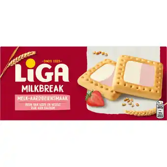 Albert Heijn Liga Milkbreak melk-aardbeiensmaak aanbieding